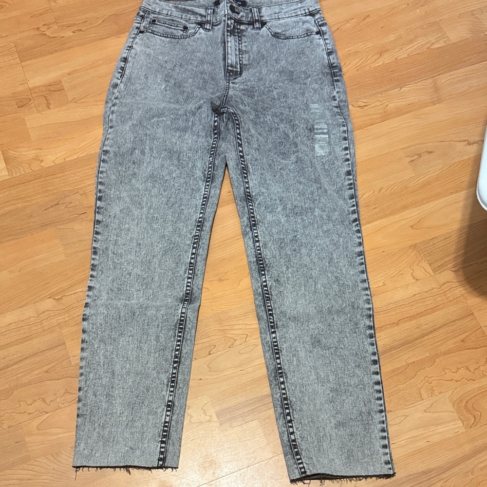 Calvin Klein Jeans Grey Acid-Wash Straight Leg Jeans
